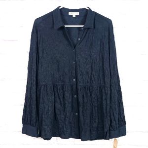 Frye and company navy blue peplum button down shirt